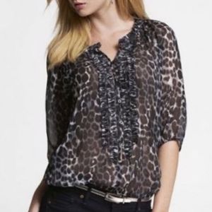 Express Animal Print Boho Peasant Blouse